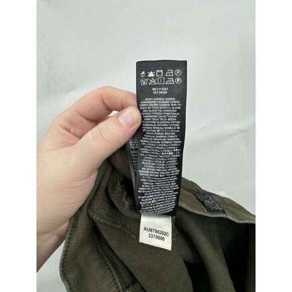 7 For All Mankind Armycoated Cargo Pant Women 29 Green Zip Ankle Grunge Skinny - Picture 8 of 14